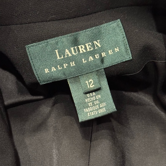 Vintage Ralph Lauren Black Wool Blazer with Large Crest Emblem Size 12 - Picture 4 of 6